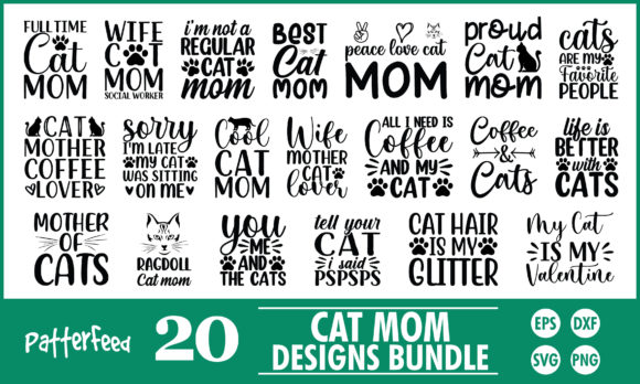 Cat Mom SVG Bundle Designs for Crafts and Graphics