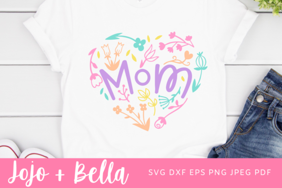 Mom Heart Floral SVG PNG, Graphics & Crafts